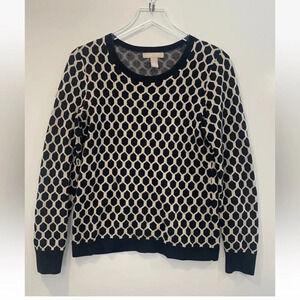 Banana‎ Republic Black White Hexagon Cotton Cashmere Sweater Womens Small (965)